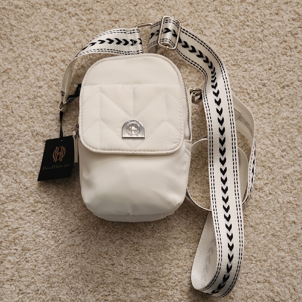 White Quilted Crossbody Camera Bag